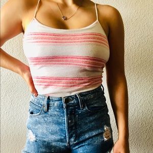 White And Pink Tank Top